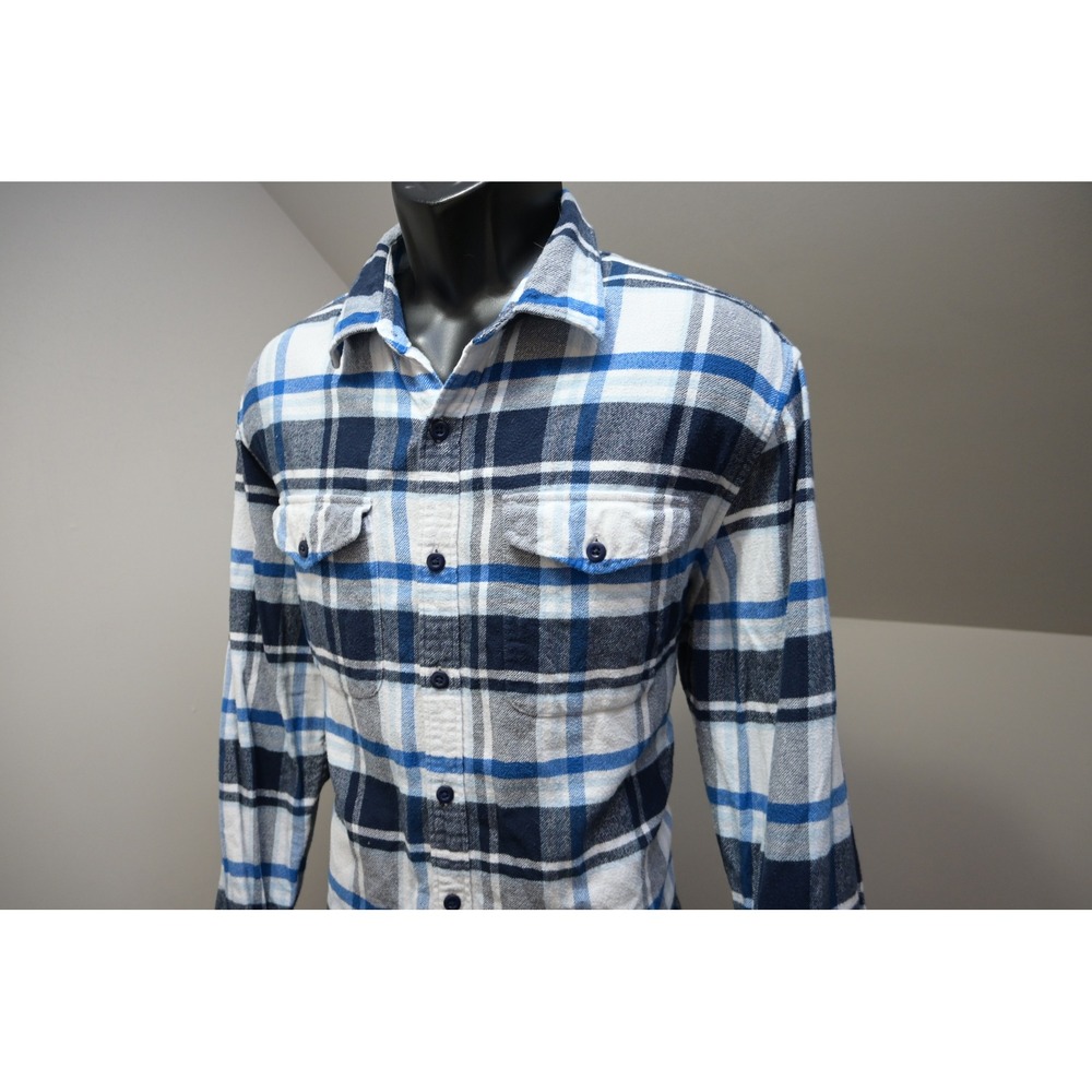 American Eagle Flannel Shirt Men Large Blue Plaid Super Soft Cotton Excellent